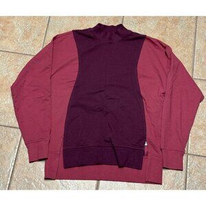 Athleta‎ Colorblock Midweight Pullover Cozy Sweater Women's Size S Burgundy |F1